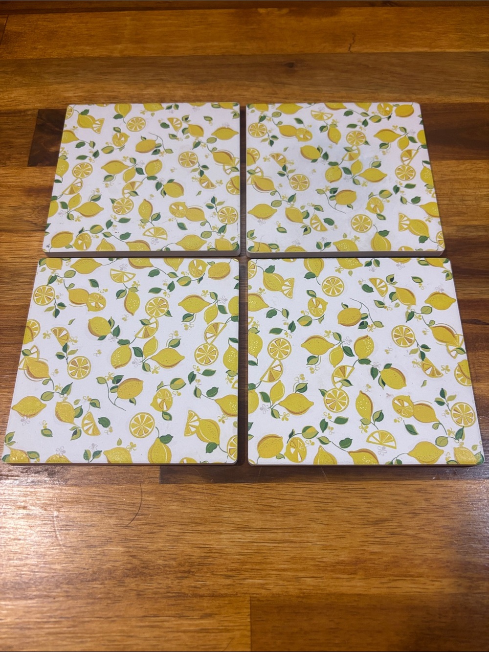 Trina Turk Lemon Pattern Coasters - Yellow and Green